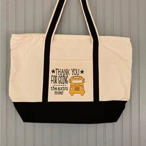 Customize Canvas Tote Bag with Yellow School Bus Design and We Accept Bulk Order